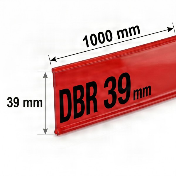 Самоклеящийся ценникодержатель DBR 39 длина 1000 мм цвет красный(0-007-1000-Кр)